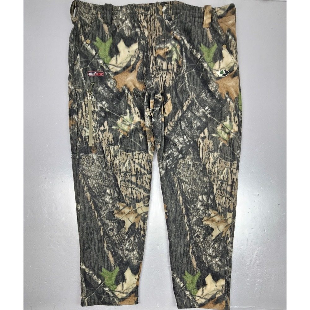 Vintage‎ Mossy Oak Camo Pants Mens 3XL Fleece Scent Stop Hunting Outdoor